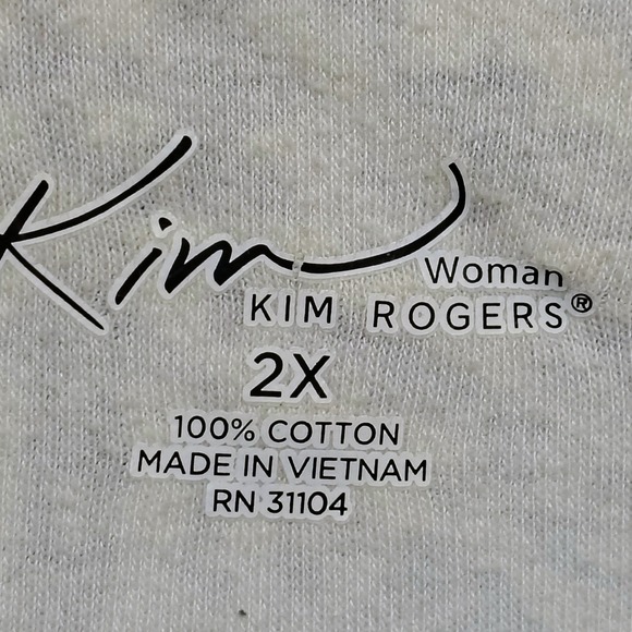 Kim Rogers Woman Blue White Print Tunic Top Plus Size 2X Short Sleeve Cotton - Picture 3 of 8